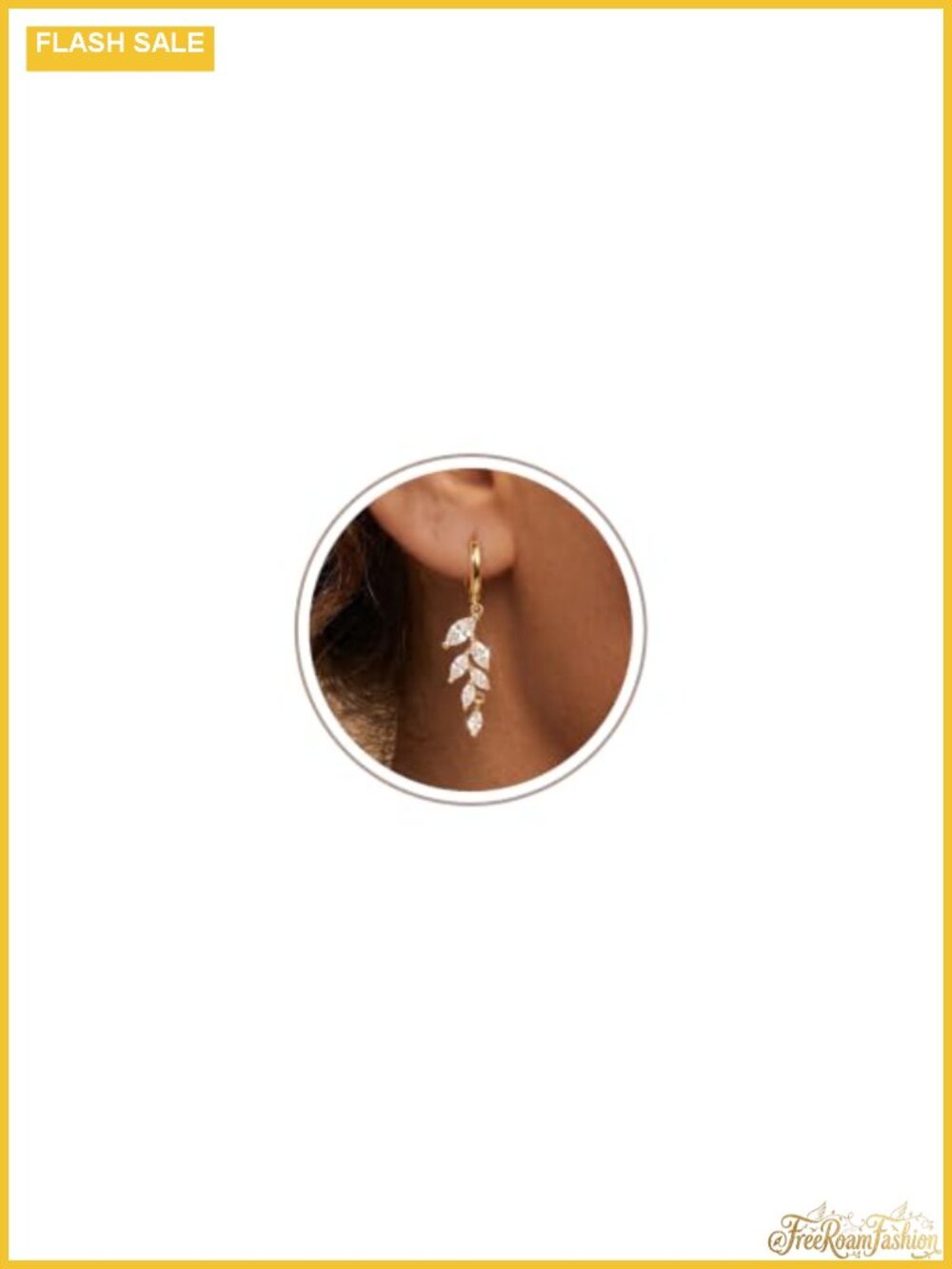 14K Gold Plated Dangle Hoop Earrings Cubic Zirconia Hypoallergenic
